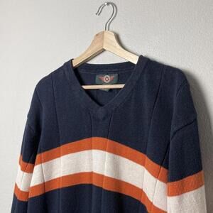 vintage navy and orange striped sweater